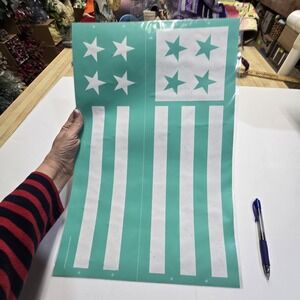 "Homespun Flag" Chalk Couture Transfer Stencil Sz C RETIRED 12"X18 Decor DIY‎